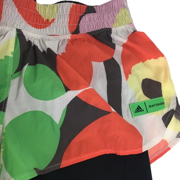 Adidas x Marimekko Running Shorts 2 in 1 Floral Print Medium 8" - Picture 4 of 11